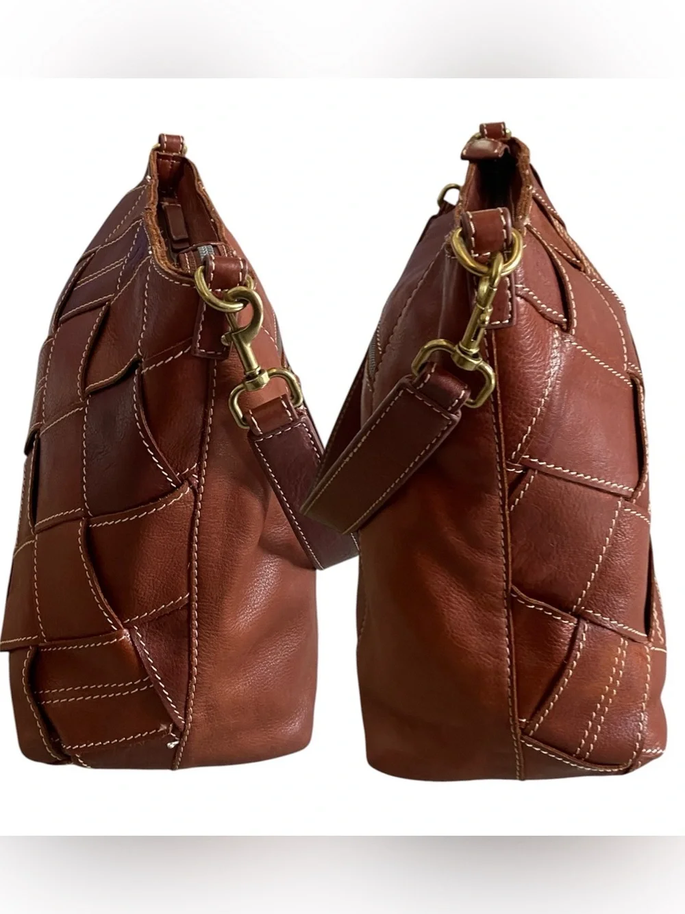 AMERICAN LEATHER CO MERCER WOVEN LEATHER TOP ZIP HOBO